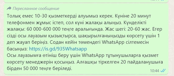 От 60 тыс. тенге за 20 минут: кто предлагает такой "заработок" казахстанцам